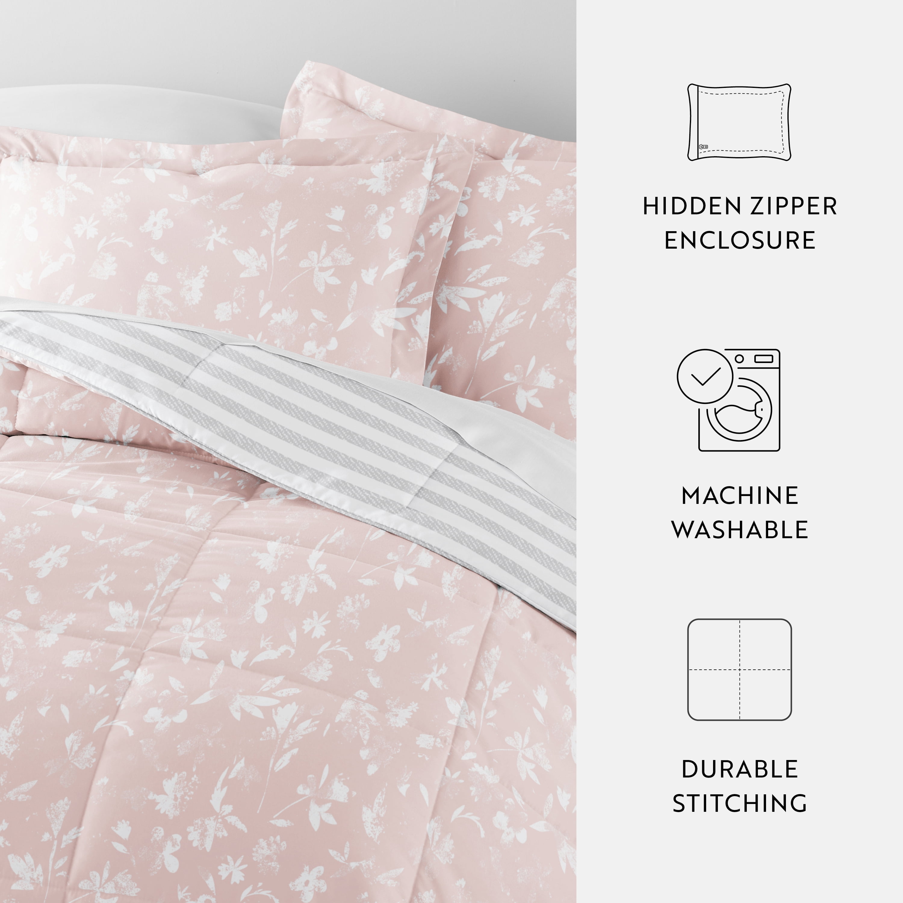 All Season Ultra Soft Comforter Set Lightweight Bedding in Pressed Flowers for Full/Queen Size by Comfort Canopy