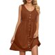 thumbnail image 1 of Vestido Vestido sin mangas con bolsillo con botones, cuello redondo, cintura con abertura, traje de vacaciones (marrón XXL) Ygjytge Marrón T XXL para Mujer, 1 of 8