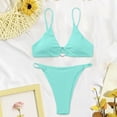 thumbnail image 5 of UTSJKR Women's Ribbed O-Ring String Bikini Swimsuit Cheeky Bikini Sets for Women Two Pieces Bathing Suit Light Blue M, 5 of 6