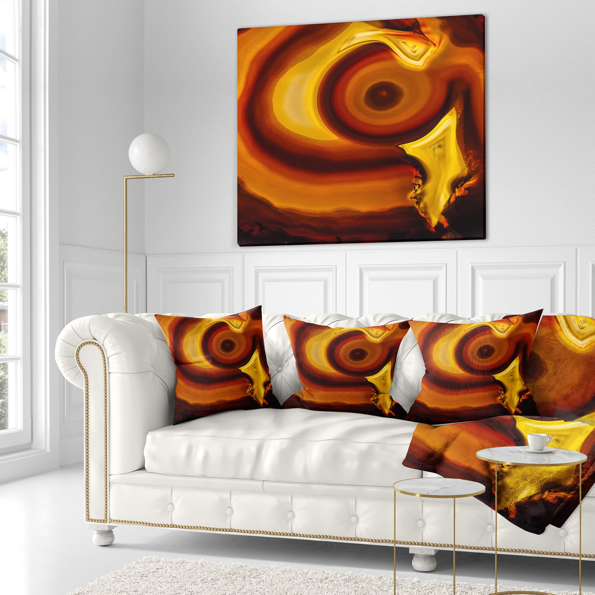 Designart Agate Geode Slice Macro - Abstract Throw Pillow - 16x16