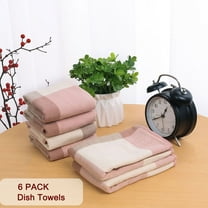 PiccoCasa Kitchen Dish Colth Tea Towel 6PCS Set for Cleaning Plaid Pink