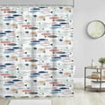 thumbnail image 2 of Fish Shower Curtain Nautical Beach Fishing Designer Boys Kids Teen Navy White Coastal Beachy Theme Ocean Sea Lake Blue Red Green Gray Yellow Home Bathroom Decor Bathtub Set, 72x72, Colorful, 2 of 6