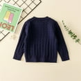 thumbnail image 4 of GYRATEDREAM Kids Boys Girls Cable Knit Slim Fit Sweaters Long Sleeve Crewneck Chunky Pullover Cute Knitwear Fall Jumper Tops for 6-7Y Blue, 4 of 8