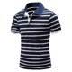 thumbnail image 1 of Hombres Casual Botón Manga corta Rayas Colorblock Turndown Pullover Camiseta Tops Pompotops oipoqjl44462, 1 of 8