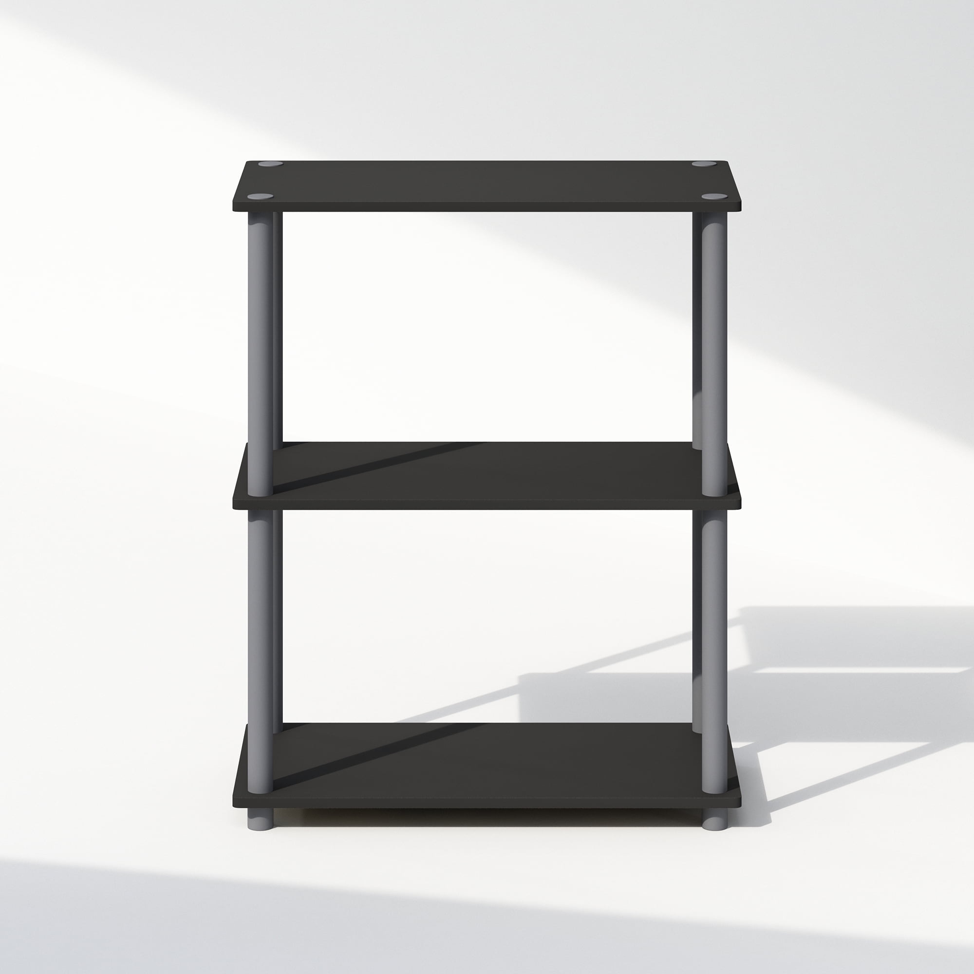Furinno Turn-N-Tube 3-Tier Multipurpose Compact Display Rack, Shelving Unit, Bookcase, Black/Grey
