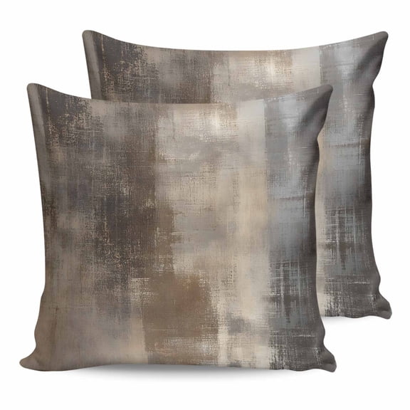 Pillow Covers 20x20 Set of 2, Brown Ombre Throw Pillow Covers Decorative Couch Cushion Cover, Modern Abstract Art Oil Painting Microfiber Soft Square Pillowcases for Bedroom Living Room Sofa