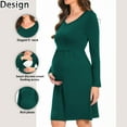 thumbnail image 2 of Beaisland Women's Maternity Nursing Dress Long Sleeve Midi Dress For Breastfeeding with Pockets, 2 of 6