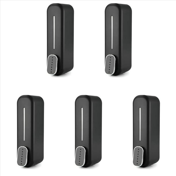 5X Dispensador de Jabón de Montaje En Pared, Dispensador de Gel de Ducha de Champú LíQuido para Manos de 350 Ml para Baño Cocina Oficina Negro