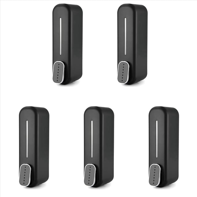 5X Dispensador de Jabón de Montaje En Pared, Dispensador de Gel de Ducha de Champú LíQuido para Manos de 350 Ml para Baño Cocina Oficina Negro