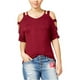 thumbnail image 1 of Camiseta básica Hippie Rose con Hombros Enjaulados para Mujer Roja Extragrande, 1 of 2