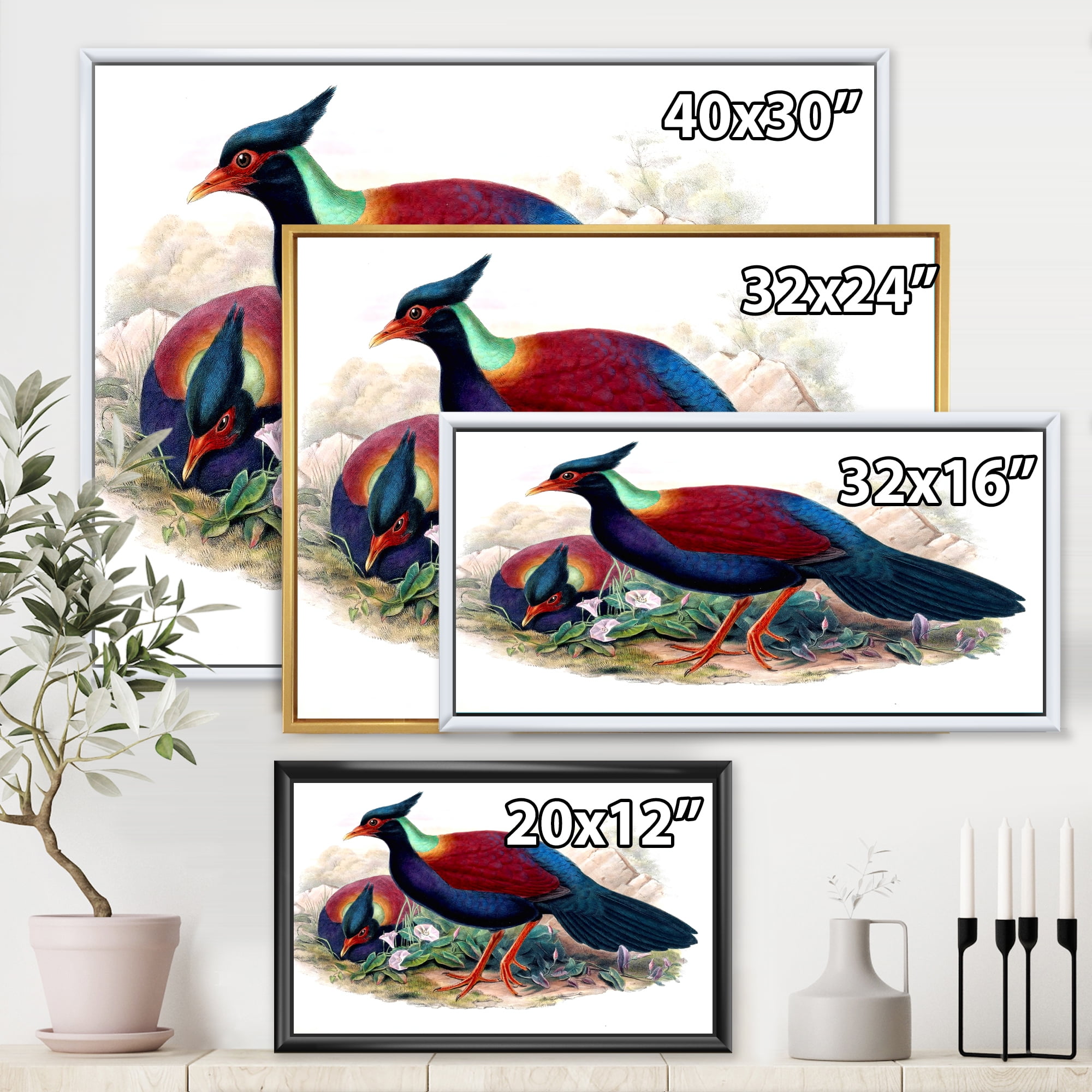 Designart 'Ancient Birds In The Wild II' Traditional Framed Canvas Wall Art Print
