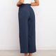 thumbnail image 2 of Pantalones de lino para mujer, pantalones de pierna ancha con cordón, de talle alto, informales, holgados, para verano, azul purpúreo S, 2 of 3