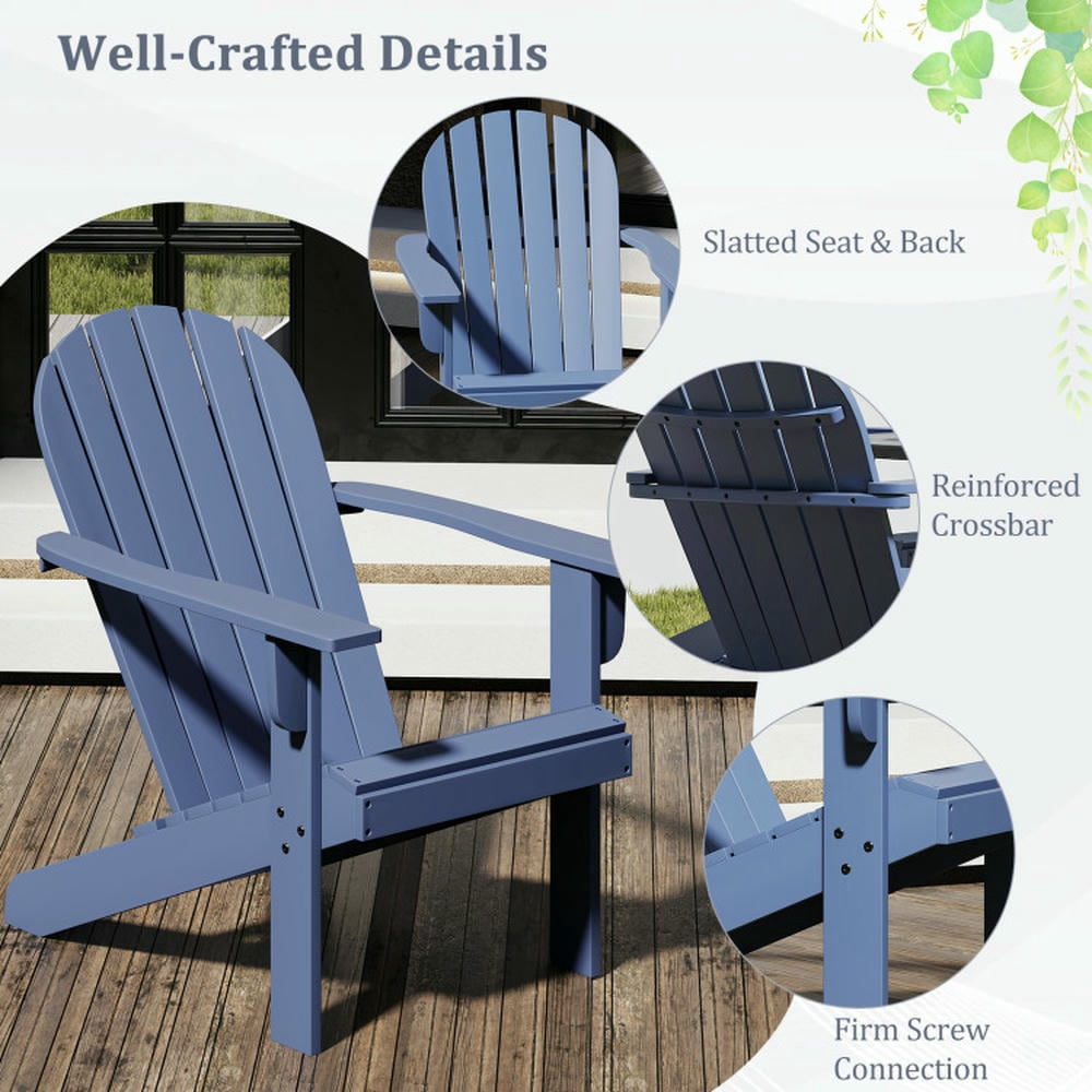 Topcobe Acacia Wood Lounge Patio Adirondack Chair with Inclined Seat, Outdoor Patio Furniture for Porch Balcony Garden Backyard-Blue