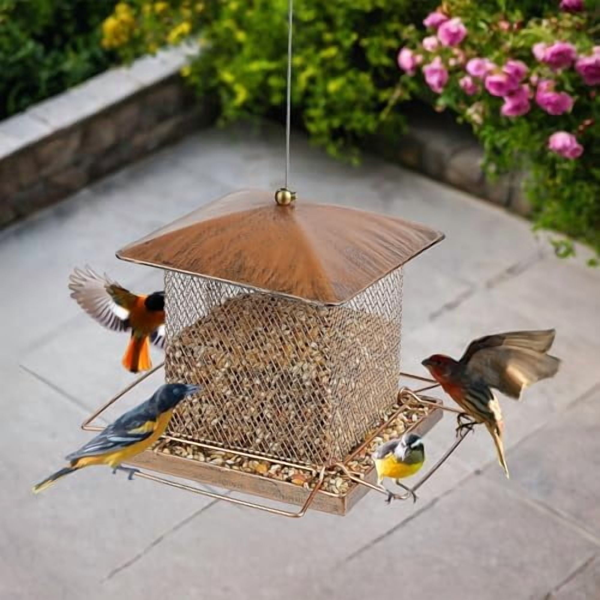 Bird Feeder, Heavy Duty Metal Bird Feeders for Outdoor Hanging, Wild Birdfeeder with Buckle for Garden Yard Outside Backyard, 3.5LB Large Capacity
