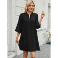 thumbnail image 3 of Deago Women's Short Sleeve V Neck Button Down Shirt Dresses Casual Loose Summer Dress Swimsuit Cover Up (Black, S), 3 of 8