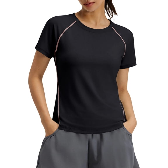 Guluxicc Women Workout Tops Short Sleeve Seamless Athletic Shirts Yoga Gym Sports Breathable Tees
