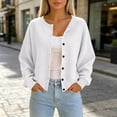 thumbnail image 5 of Admvng Women's Cardigan Crew Neck Button Down Waffle Knit Long Sleeve Pocket Cropped Sweater Jacket, 5 of 7