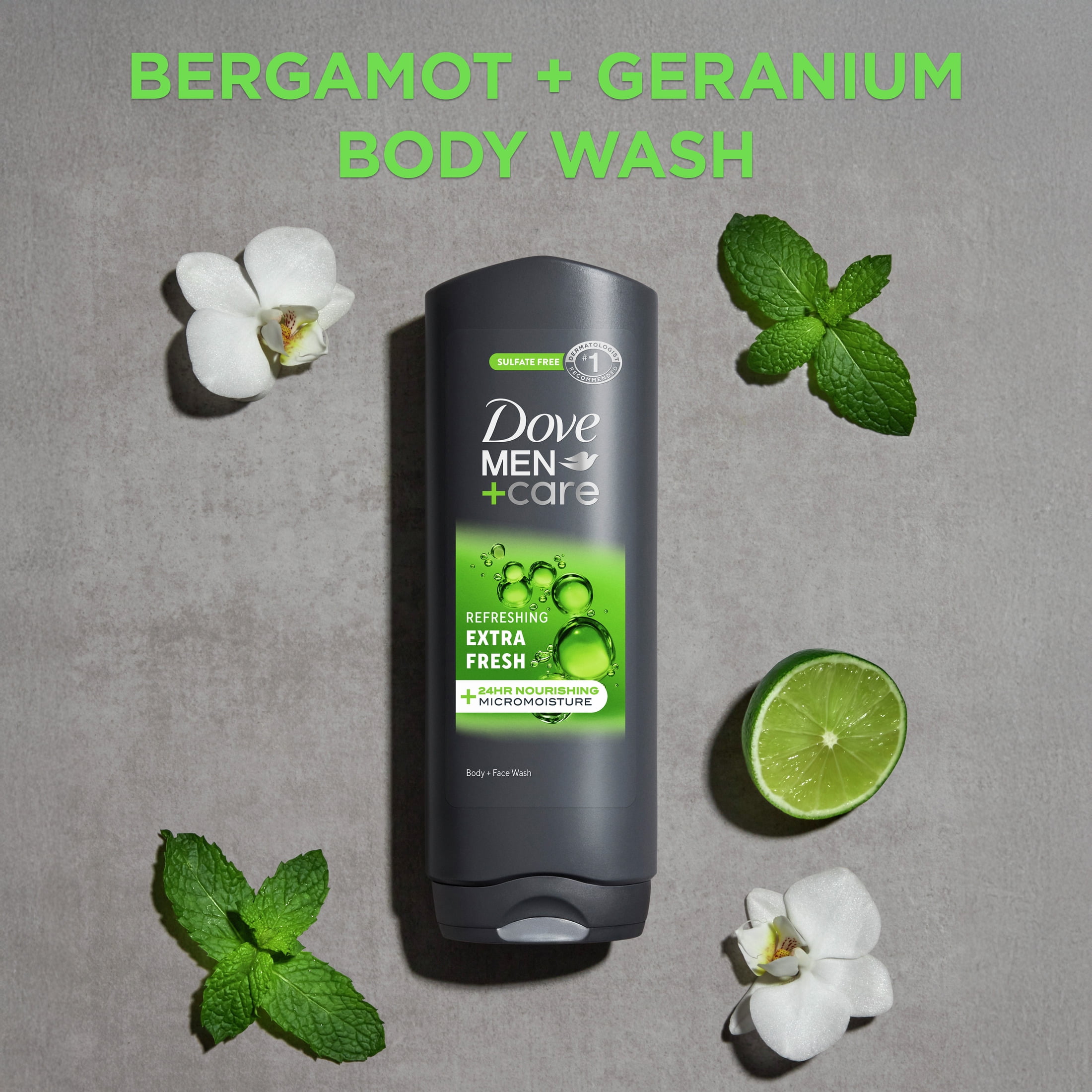 (4 pack) Dove Men+Care Refreshing Hydrating Face & Body Wash for Men Extra Fresh All Skin, 18 oz