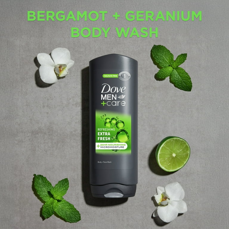 4 pack) Dove Men+Care Refreshing Hydrating Face & Body Wash for