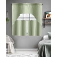 thumbnail image 5 of Sage Green Ombre Kitchen Curtain and Valance Set 3 Pieces,Rod Pocket Short Tier Curtains 24 Inch Length,Modern Abstract Art Farmhouse Gradient Swag Topper Small Window Treatment for Cafe Bathroom, 5 of 6