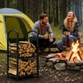 thumbnail image 4 of Large Firewood Rack Indoor, 2 Tier Outdoor Firewood Racks, Heavy Duty Fireplace Firewood Log Rack Holder, Metal Wood Pile Storage Stacker Organizer for Fireplace, 4 of 9