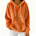thumbnail image 2 of Orange Hoodies for Women Fuzzy Fleece Winter Hooded Sweatshirts Soft Warm Pullover Hooded Tops with Pockets, 2 of 5