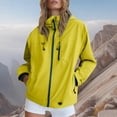 thumbnail image 5 of Women Hooded Rain Jacket Lightweight Zip Up Windbreaker Drawstring Waterproof Short Coat with Pockets for Outdoor Fall Travel, 5 of 6