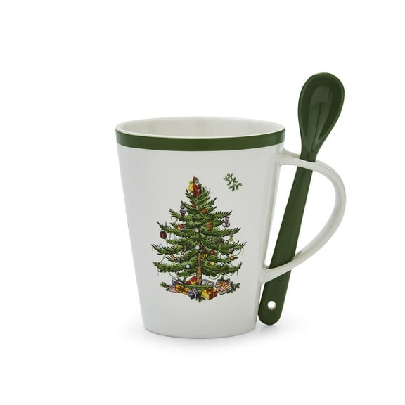 Christmas Tree - Black and White Figural Collection Black and White Christmas Mug and Spoon Set