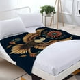 thumbnail image 3 of Majestic Eagle & Sunflower Pattern Flannel Blanket - Soft Cozy Durable for Sofa Travel Bed Chair - Elegant Design, 3 of 7