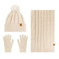 thumbnail image 4 of HNMKIU Women Winter Plus Wool Warm Fashion Knitted Hat Ear Scarf Set Beige - One Size, 4 of 4