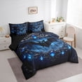 thumbnail image 2 of Manfei Black Bats 7-Piece Twin Bedding,Spooky Halloween Theme Bedding Comforter Set,Blue,Black Reversible, 2 of 7