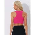 thumbnail image 3 of DARING DIVA Women's Rhinestone Fringe Tassel Trim Racerback Tank Top L Hot Pink, 3 of 6