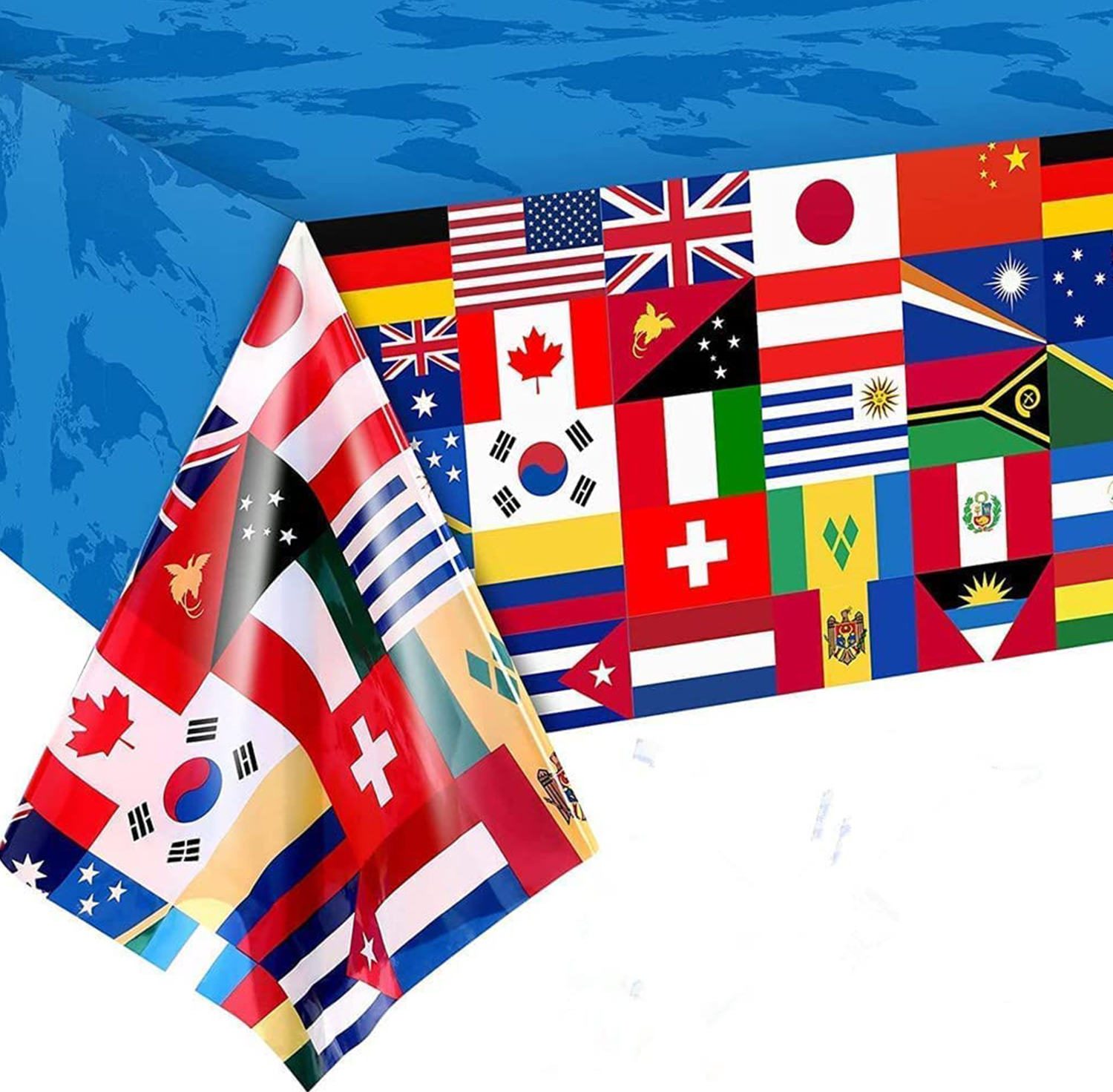 FIFA World Cup Qatar 2022 Blue Table Cloths Rectangular Plastic