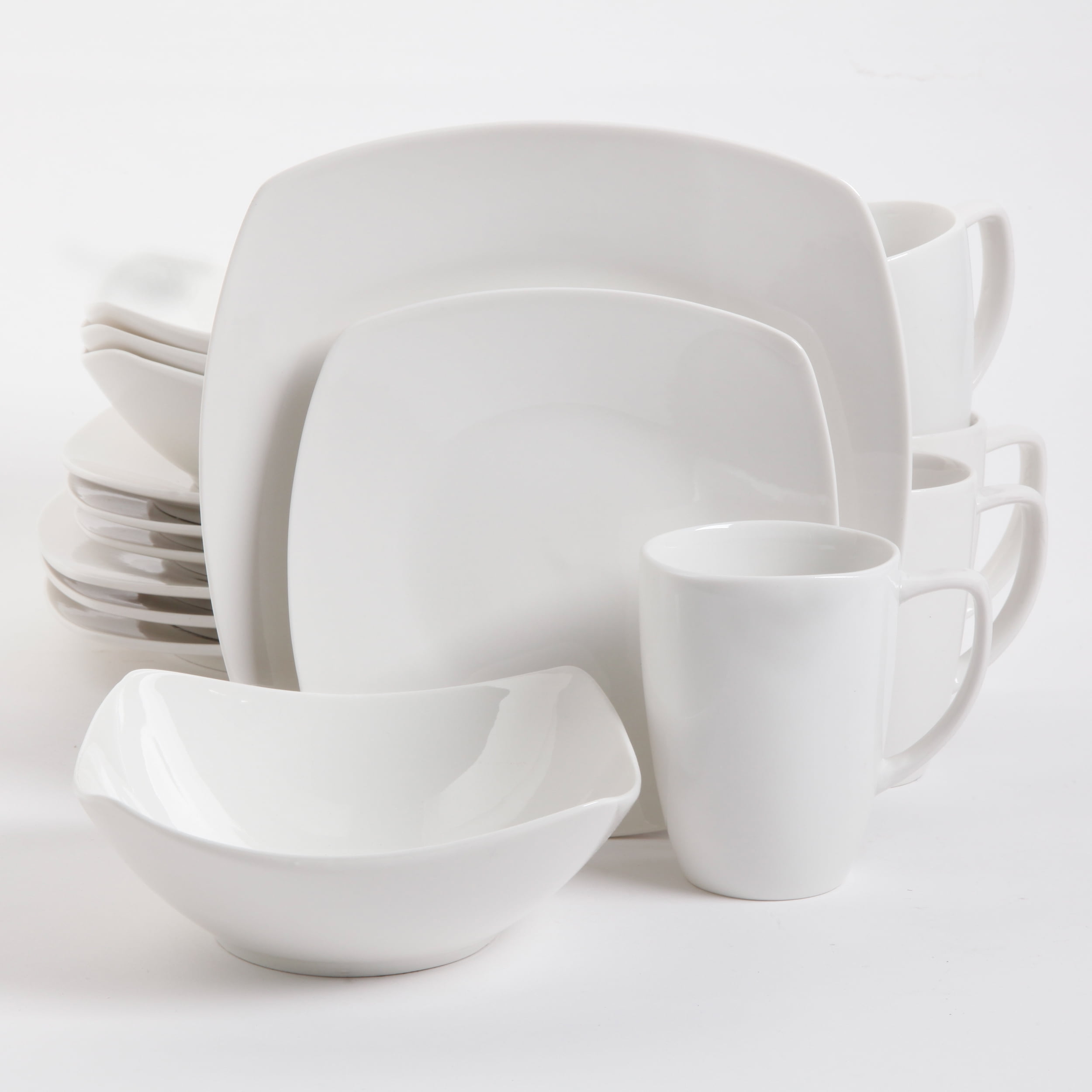 Gibson Home Ceramic Buffetware Dinnerware Set (16 Pieces), White