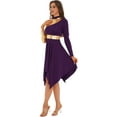 thumbnail image 3 of Alvivi Women Metallic Color Block Church Praise Dance Dress Worship Liturgical Tunic Lyrical Dancewear Costume Dark Purple XXL, 3 of 7