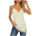 thumbnail image 4 of ZIXKCGDSE Womens Tank Tops Fashion Clothes Spaghetti Strap Irregular Hem Lace Sleeveless Tee Size M, 4 of 4