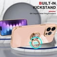 thumbnail image 4 of Case Designed for iPhone 15 Pro with Phone Ring Stand Full Body Protection Plated Rose Gold Edge Luxury Case for Women Men-Pink, 4 of 10