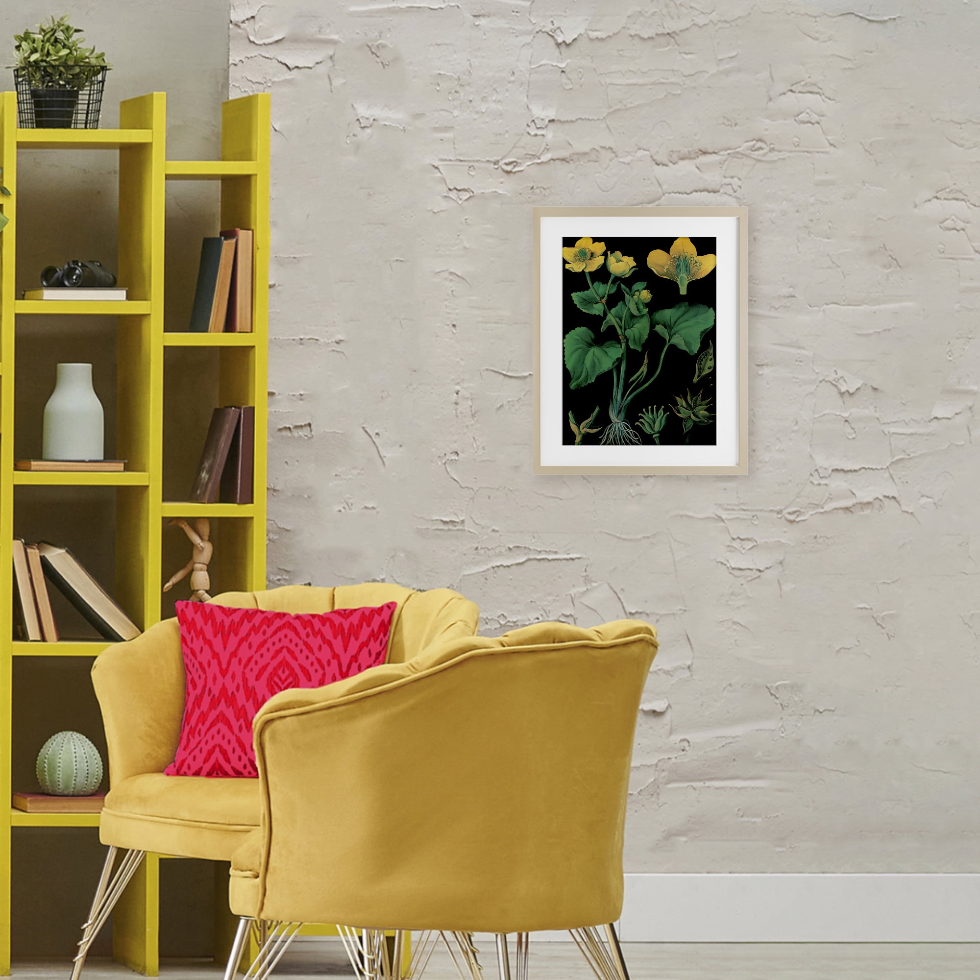 Stupell Industries Marsh Marigold Illustration Study Birch Framed Print Under Glass, design by Vintage Hustle