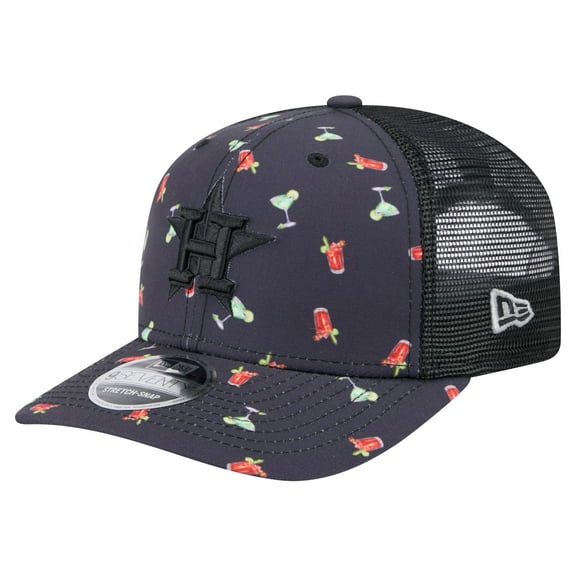Men's New Era Black Houston Astros Adventure Drinks Pattern 9SEVENTY Stretch-Snap Hat