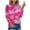 Hot Pink, variant on IROINNID Discount Polyester Long Sleeve T Shirt for Women Casual Summer Round Neck Print Outing Blouses Tops,Blue