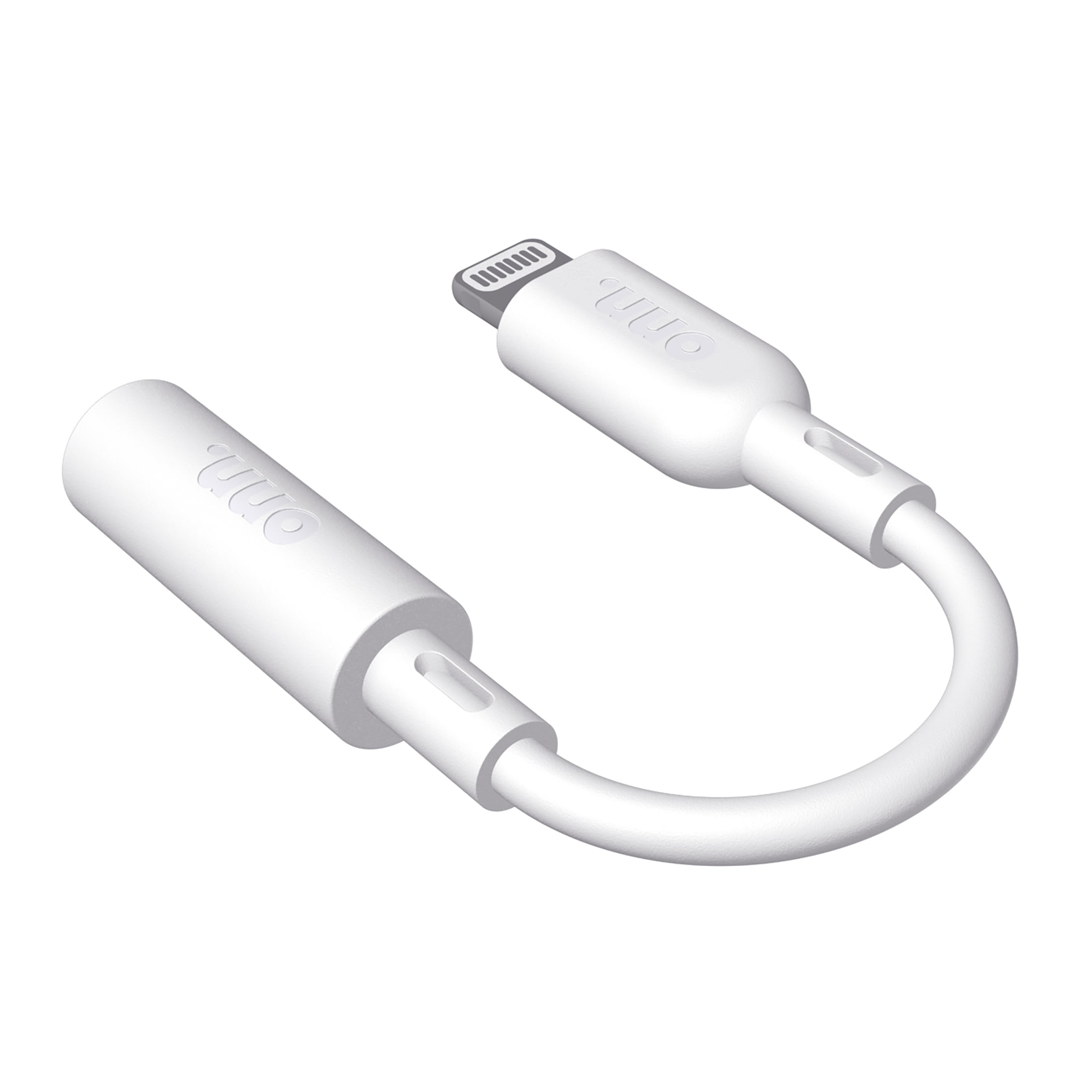 onn Lightning to 3.5mm Audio Jack Adapter, Apple Mfi Certified, White