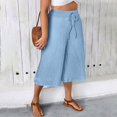 thumbnail image 7 of Costeam Womens Crinkle Textured Capri Culotte Pants Drawstring Elastic High Waist Dual Side Pockets Lightweight Solid Color Loose Casual Cropped Trousers, 7 of 7