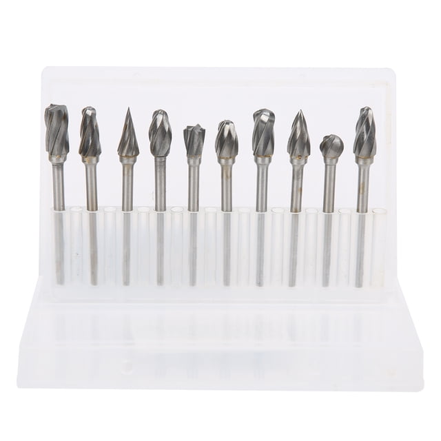 10Pcs Rotary Burr Bits Single Flute Roughing Grind Cutter Tungsten Steel Alloy Carving Tools