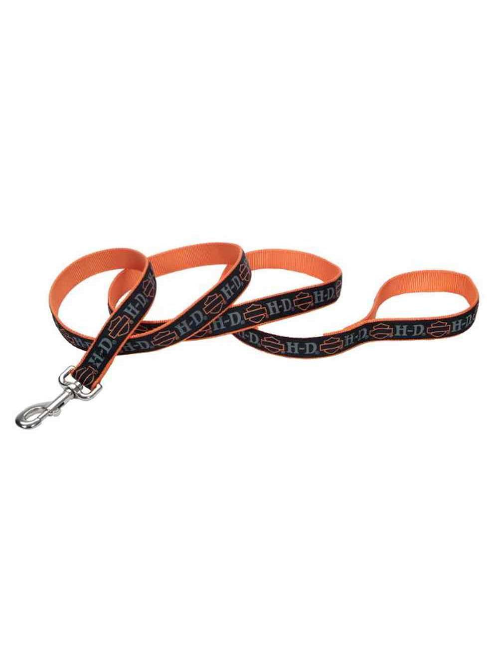 HarleyDavidson 1 in. Designer Ribbon Premium Dog Leash 6 ft. Black