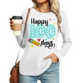 thumbnail image 4 of 100 Days Of School Shirt for Women Teacher Graphic Long Sleeve Crew Neck T Shirt Casual Blouse,White,M, 4 of 5