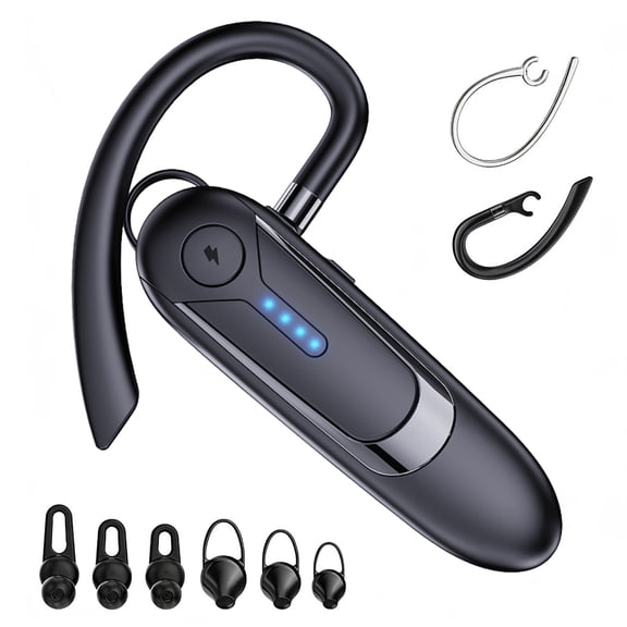 Bluetooth HeadsetV5.4, Single-Ear Wireless Earpiece with ENC Noise Canceling Mic, 30Hrs Call Time Handsfree Wireless Earbuds, 200 Hrs Standby Time Headphones for iOS Android /Office/Drivin
