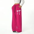 thumbnail image 5 of GiLiling Girl's Bowknot Baggy Sweatpants, Cute Straight Leg Athletic Pants, Elastic Waist Drawstring Pant for Teen Girls (Hot Pink, 7-8 Years), 5 of 8