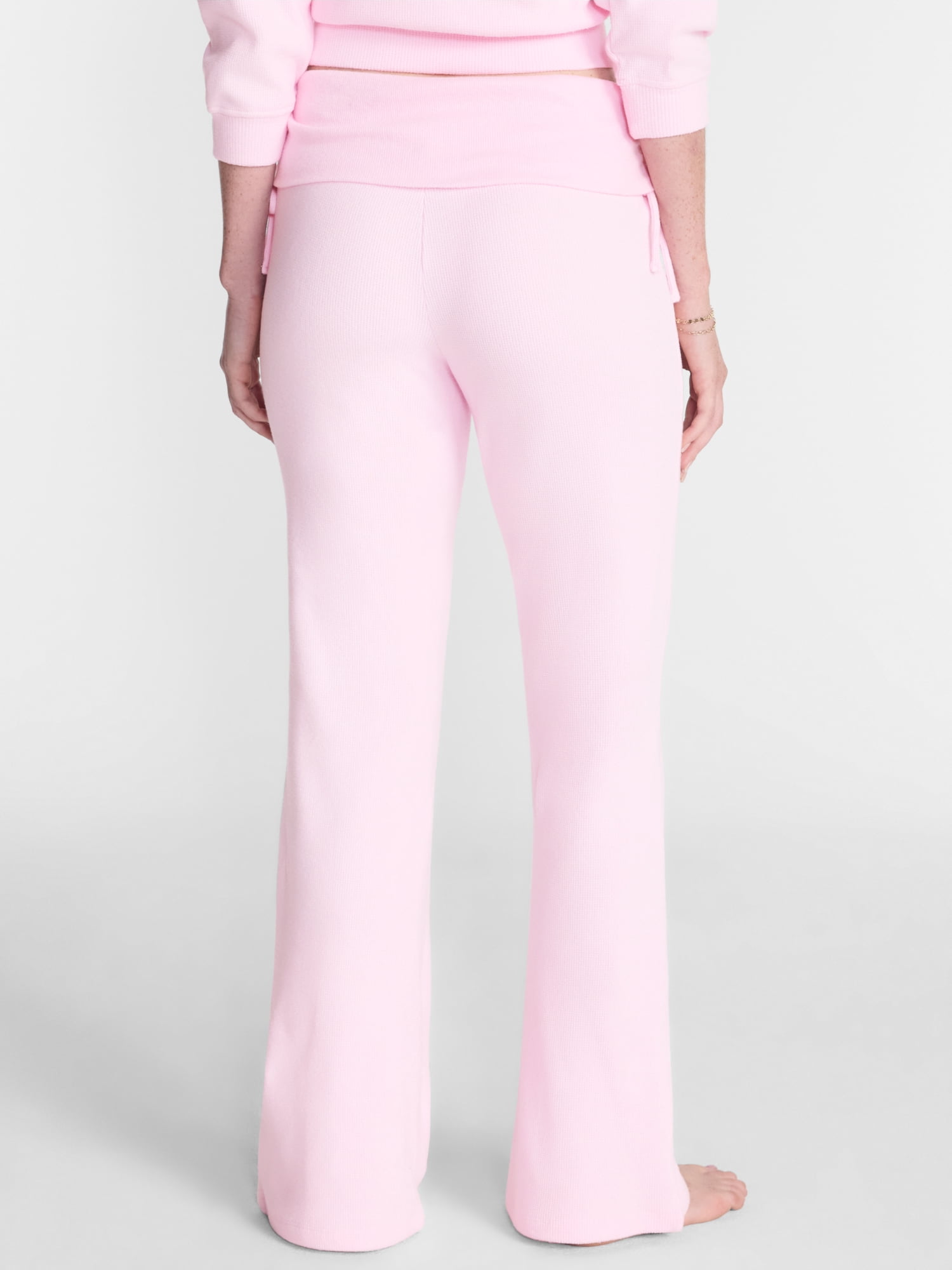 No Boundaries Waffle Knit Foldover Pants, 31.5'' Inseam, Women’s and Women's Plus XS-2X