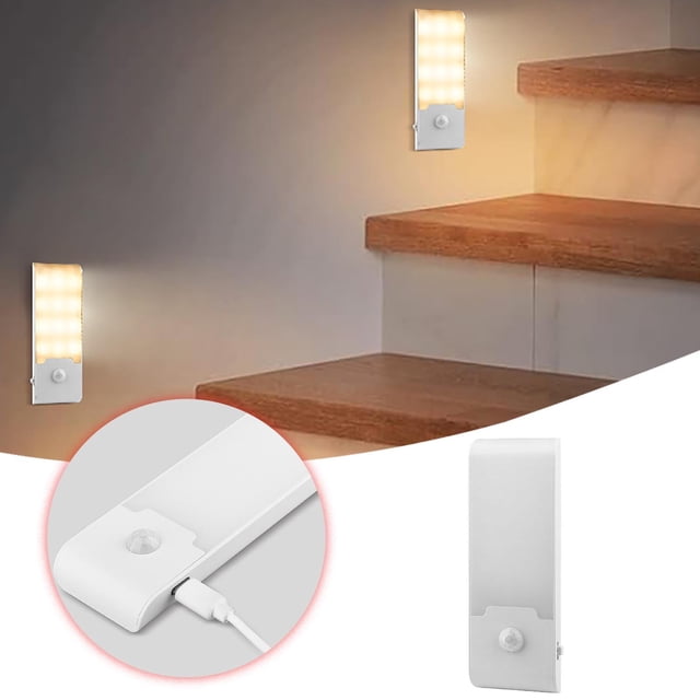 Klonfd 1PC Led Motion Sensor Light Indoor,rechargeable Motion Sensor Light, Thin Bedside Reading Lamp
