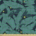 thumbnail image 2 of Ambesonne Botanical Fabric by the Yard Upholstery, Woodland Fireflies Leaves, 10 Yards, Indigo Pastel Yellow Teal, 2 of 5